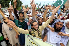 People protest against India in Peshawar