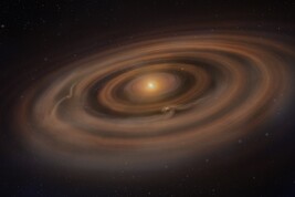 Rappresentazione artistica della formazione di pianeti attorno a una stella (fonte: NSF/AUI/NSF NRAO/S.Dagnello)