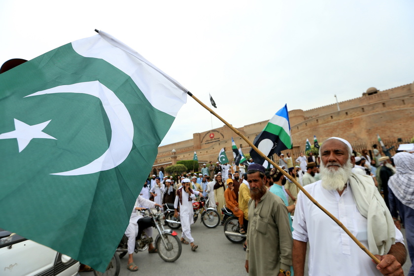 People protest against India in Peshawar