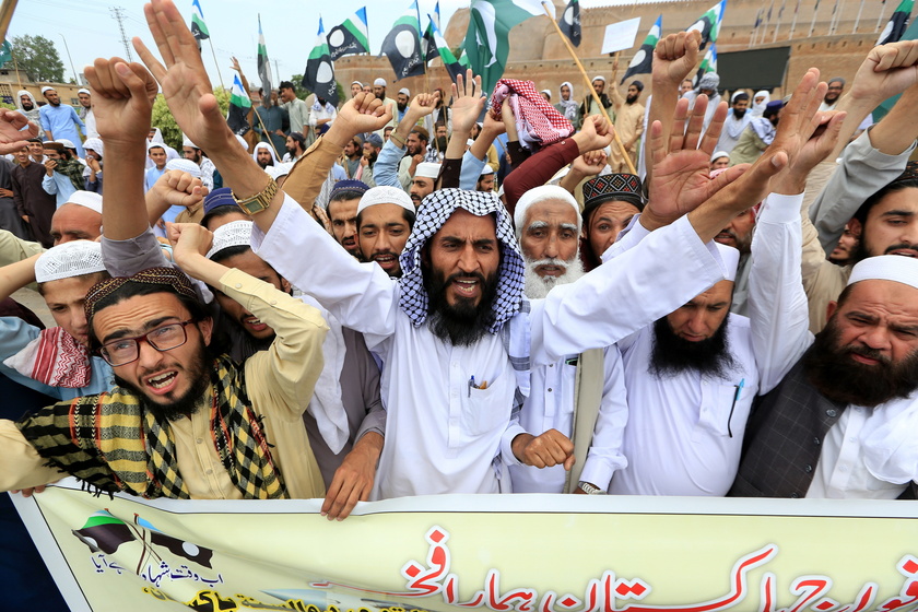 People protest against India in Peshawar