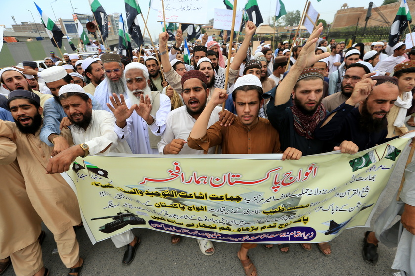 People protest against India in Peshawar