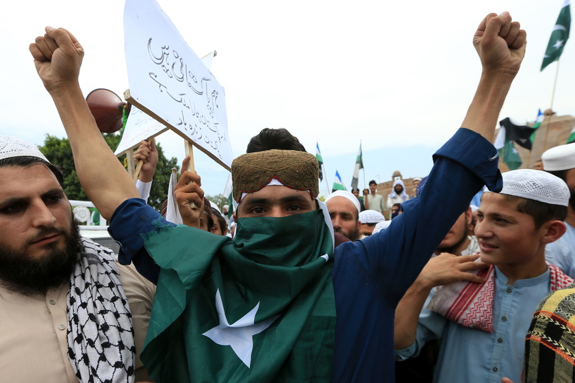 People protest against India in Peshawar