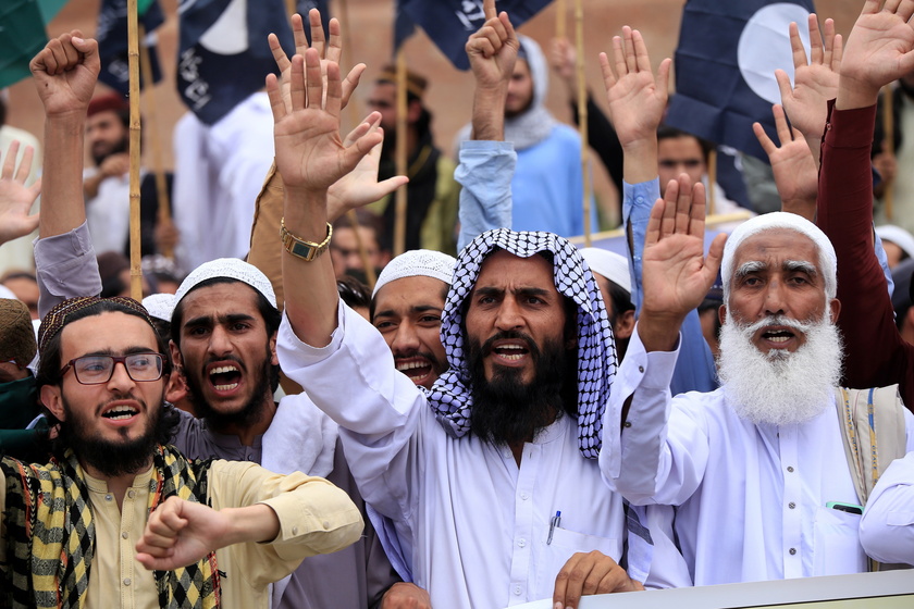 People protest against India in Peshawar