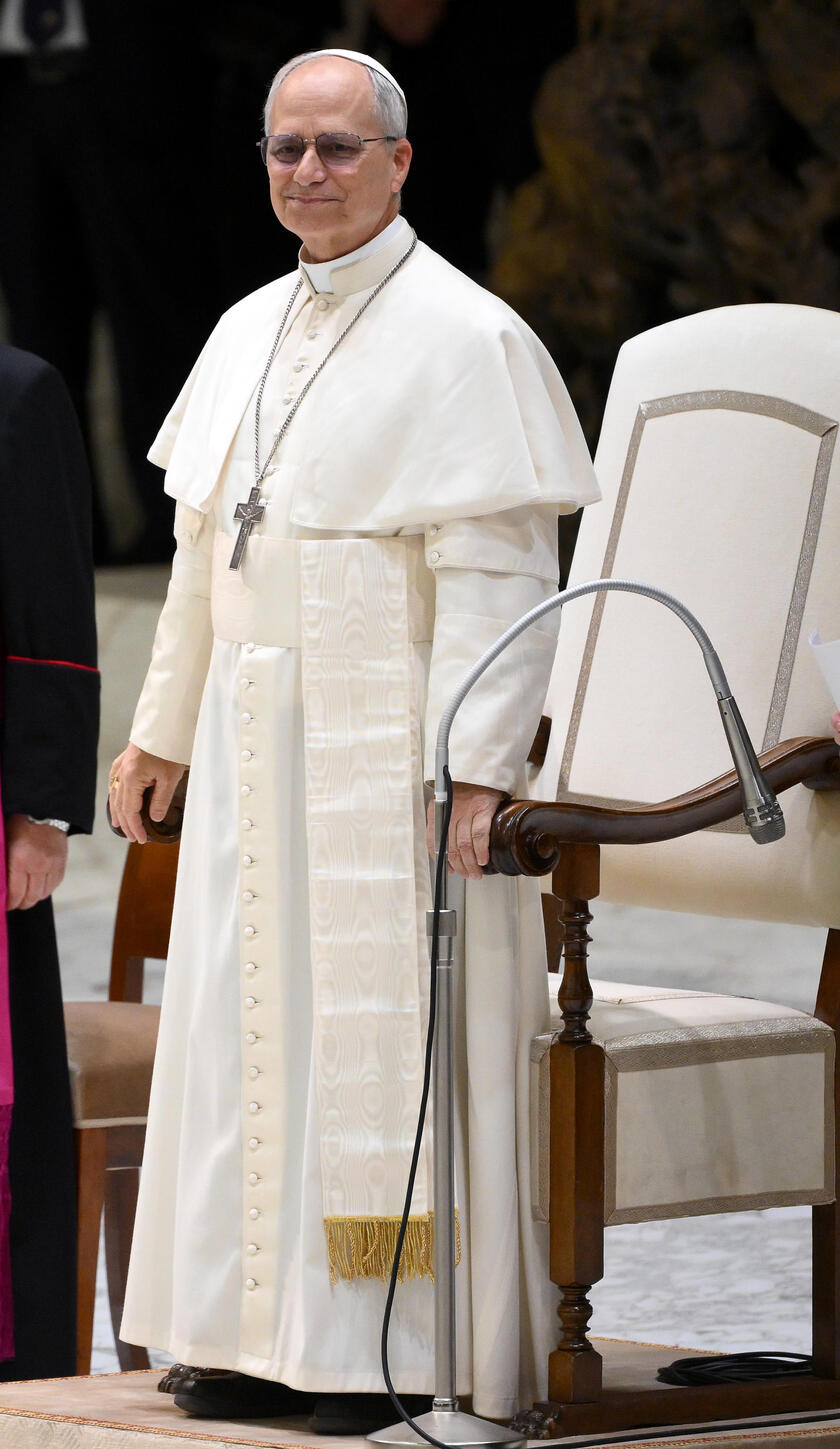 Il Papa durante l'incontro con i giornalisti
