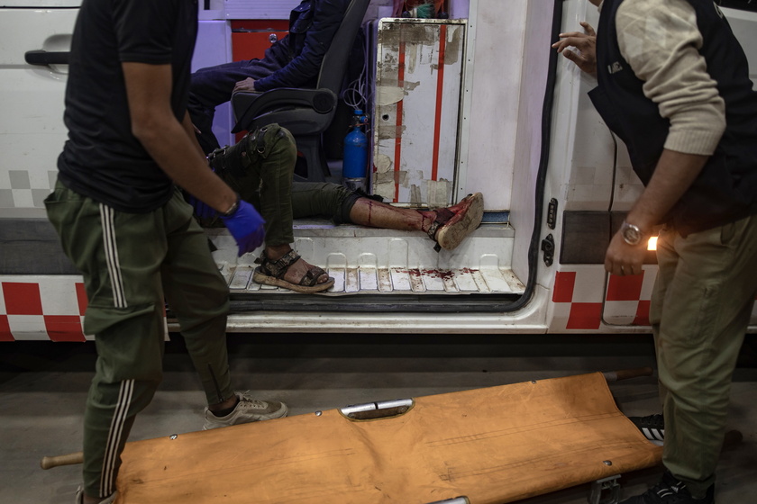 Casualties arrive at Nasser Hospital after Israeli airstrike in the west of Gaza's Khan Yunis