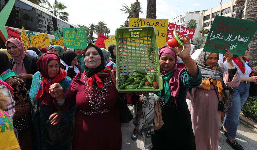 Women agricultural workers march to demand more rights and improved working conditions
