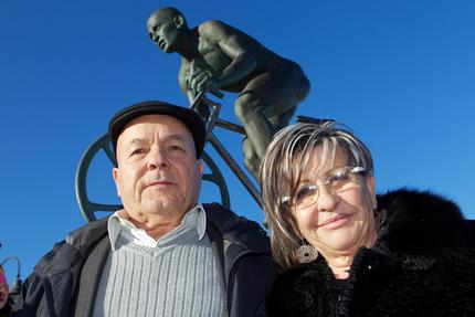 Paolo e Tonina Pantani a Cesenatico, a 10 anni dalla morte del figlio Marco, per l'inaugurazione in Piazzale Marconi di un monumento a lui dedicato, 14 febbraio 2014 Paolo e Tonina Pantani a Cesenatico, a 10 anni dalla morte del figlio Marco, per l'inaugurazione in Piazzale Marconi di un monumento a lui dedicato, 14 febbraio 2014